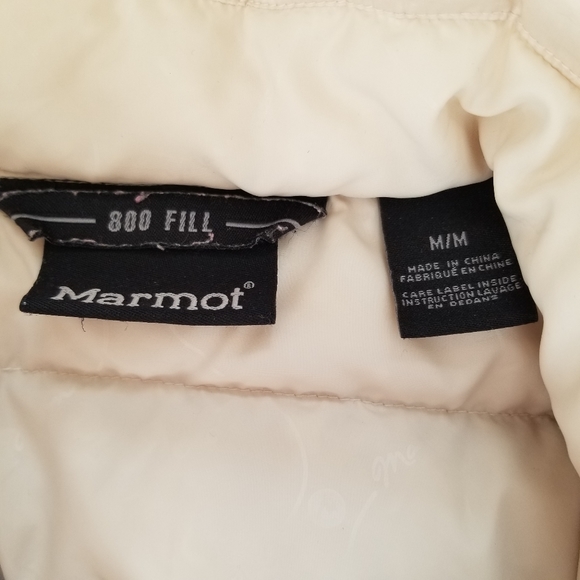 🌸 Marmot Off-White Ivory Pearl 800 Down Fill Vest Jacket Coat Size Medium M - Picture 4 of 15